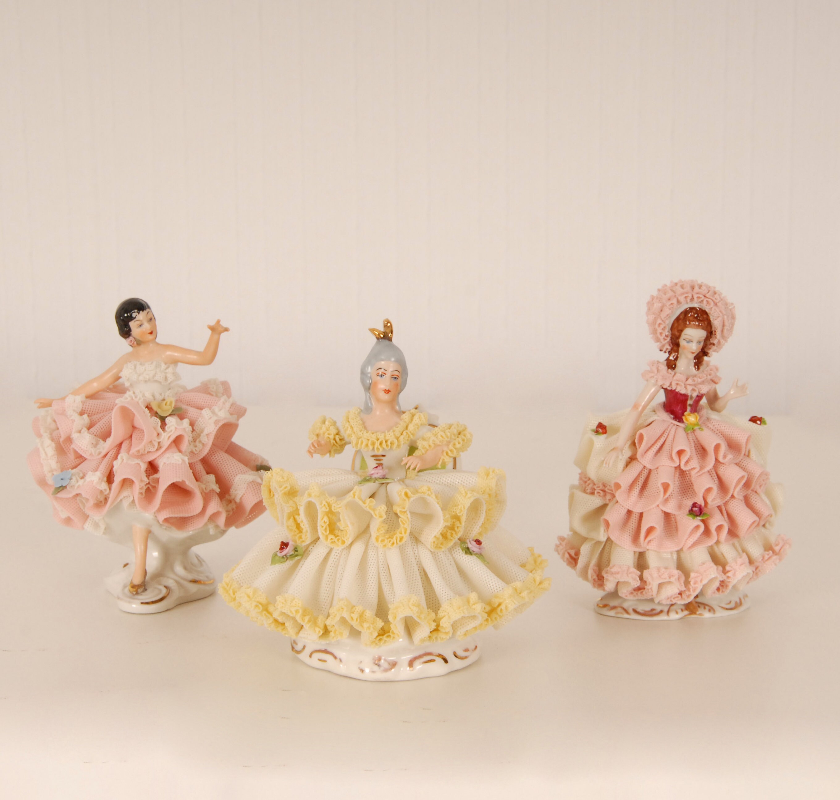 Vintage Dresden Porcelain Figurines Ballerina German Lace Etsy