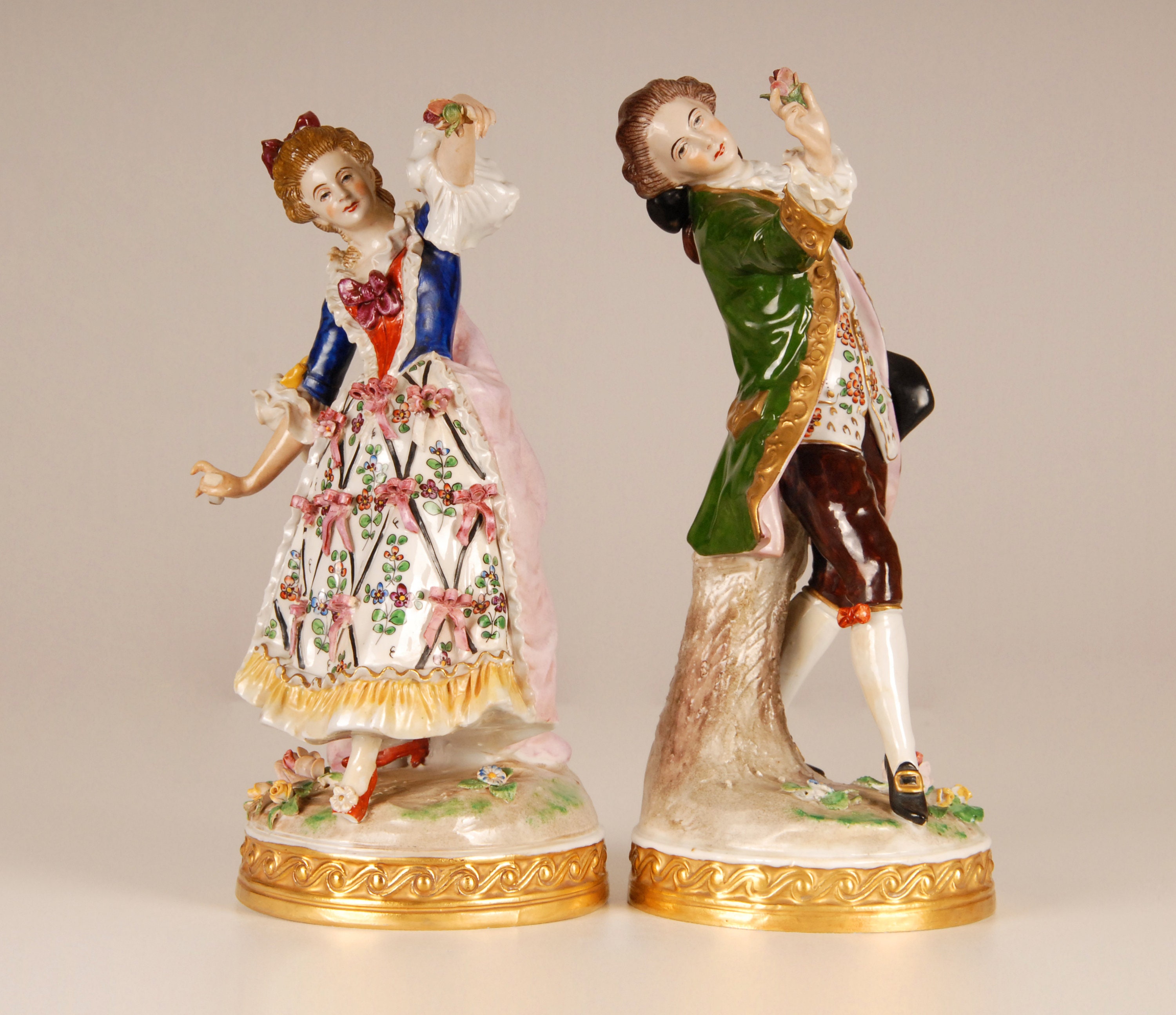 Antique German Dresden Porcelain Figurine Dancing Couple