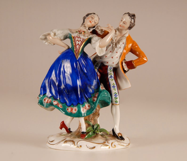 Vintage German porcelain figurine dancing couple Marked Etsy