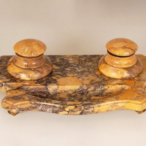 An 19th century Italian Siena marble inkwell Style Louis XVI