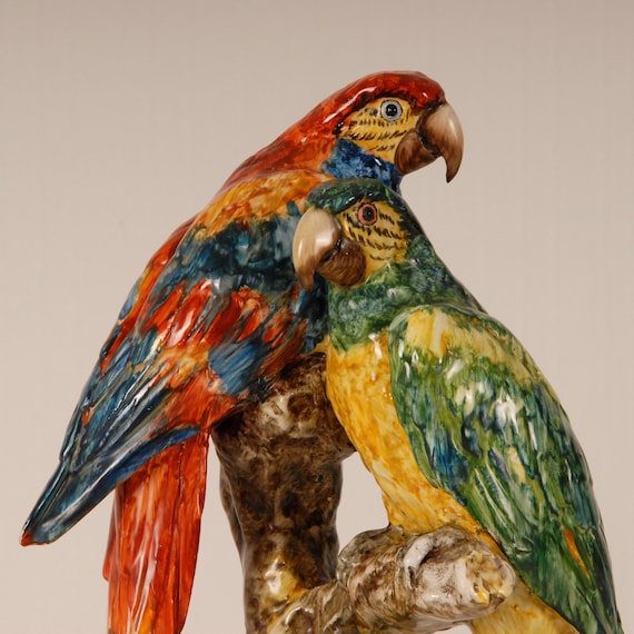 Buy Art Deco Ceramic Animal Figurine Parrots Guido Cacciapuoti