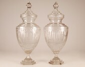 19th Century French Baccarat Crystal Vases Louis XVI Style Clear Glass Neoclassical Vases - a Pair