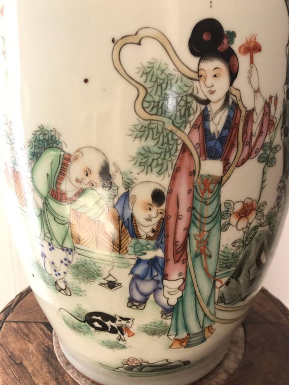 Antique Chinese porcelain famille Rose vase 19th Mythological | Etsy