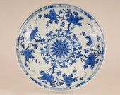 17th century Chinese blue white charger dish Kangxi Qing period