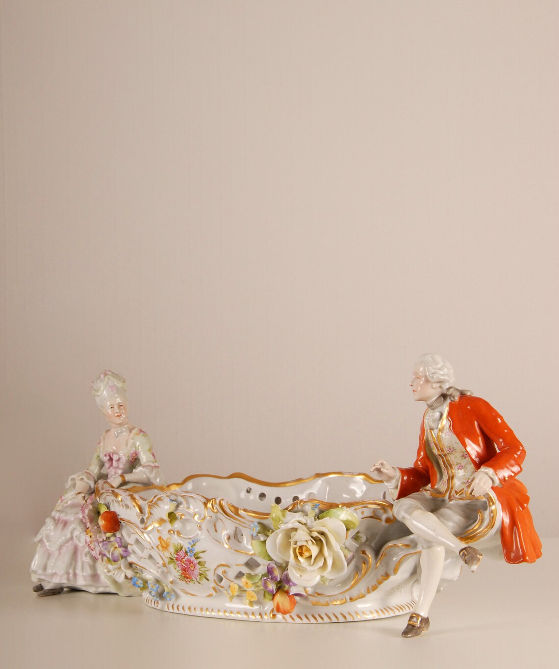 Antique German Porcelain Figurine Centerpiece Figural Basket Etsy