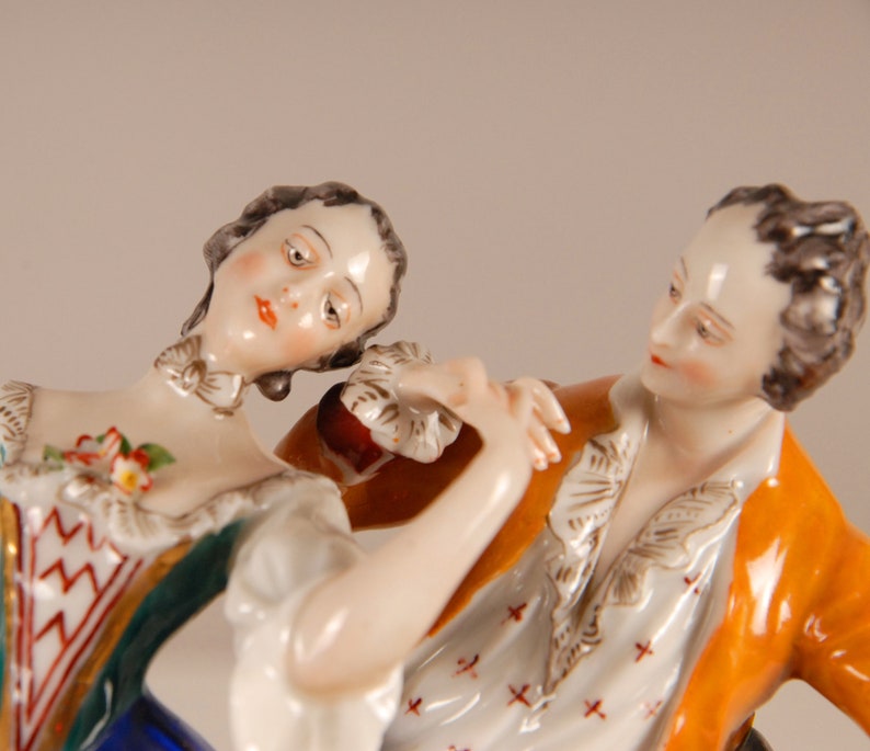 Vintage German porcelain figurine dancing couple Marked Etsy