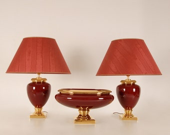 Burgundy lamp set deals