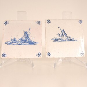 17th century Dutch Delft tiles Figures in landscape pottery