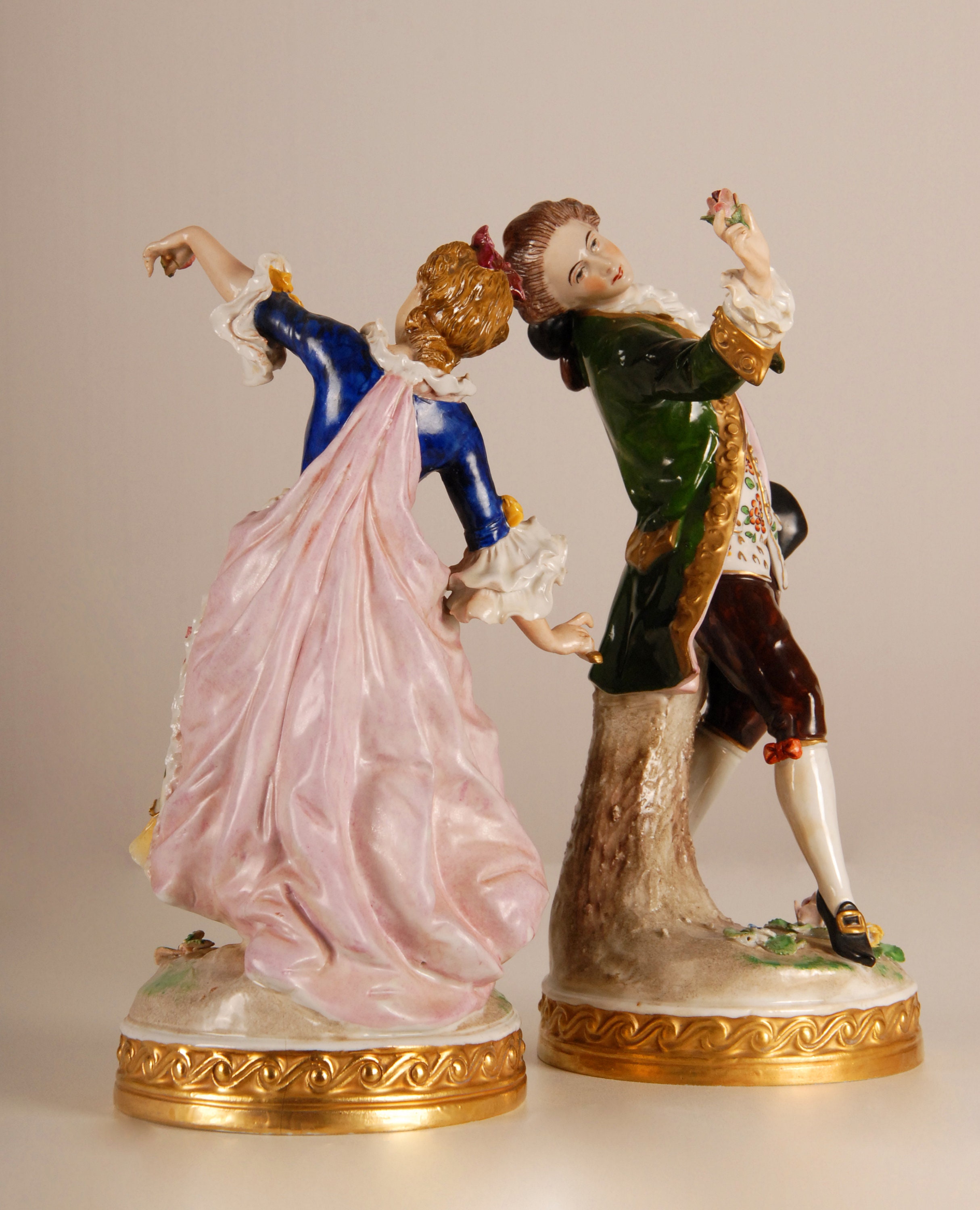 Antique German Dresden Porcelain Figurine Dancing Couple
