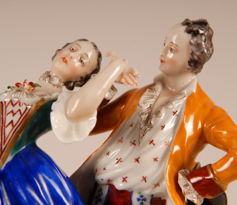 Vintage German porcelain figurine dancing couple Marked Etsy