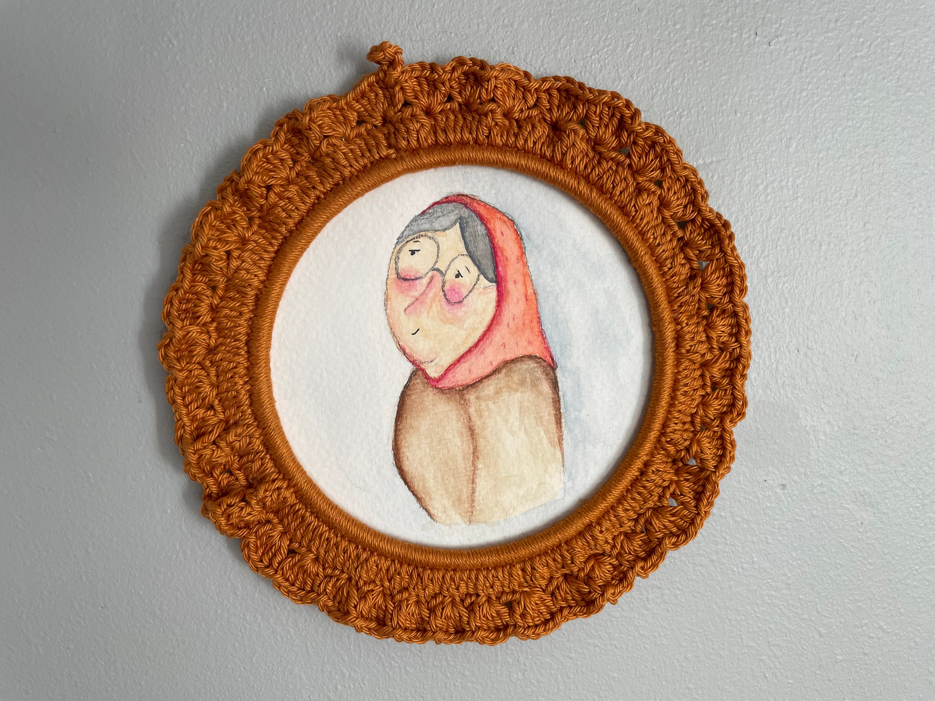 Cadre Au Crochet et Aquarelle