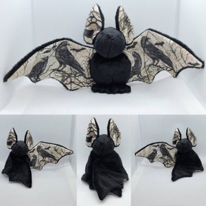 Edgar Allan Poe Inspired Bat, Nevermore, Nevermore Bat, Bat, Plushie, Bat Plushie, Halloween, Poetry, Edgar Allan Poe, The Raven, Handmade