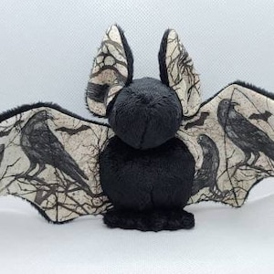 Edgar Allan Poe Inspired Bat, Nevermore, Nevermore Bat, Bat, Plushie, Bat Plushie, Halloween, Poetry, Edgar Allan Poe, The Raven, Handmade