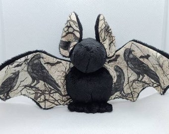 Edgar Allan Poe Inspired Bat, Nevermore, Nevermore Bat, Bat, Plushie, Bat Plushie, Halloween, Poetry, Edgar Allan Poe, The Raven, Handmade