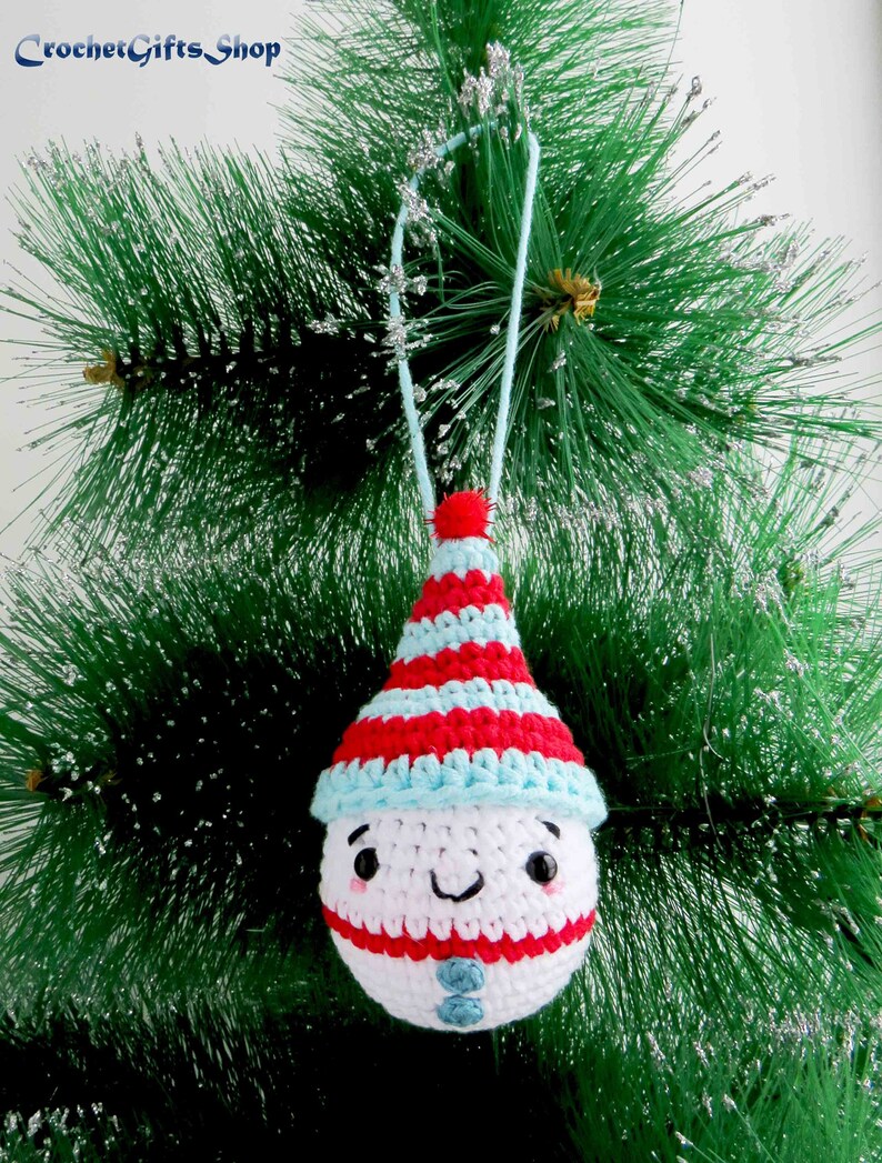 Crochet Pattern Christmas Ornament set of 4 Santa Claus and Friends PDF Instant Download home decor xmas on a fir tree decoration holiday