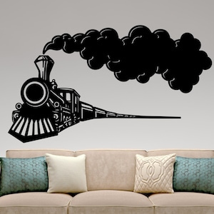 Stoomtrein muur sticker locomotief vinyl sticker trein muur kunst thuis kinderkamer slaapkamer spoorweg decor kwekerij poster muurschildering 5traz