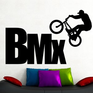 BMX Wall Decal Vinyl Sticker Extreme Sports Freestyle Jumping Living Room Decor Boys Room Wall Art Mural Waterproof Poster 8bizz