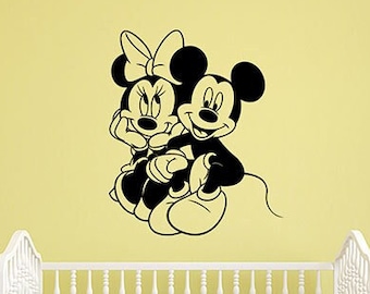 Mickey and Minnie Mouse Wall Decal Disney Vinyl Sticker Home Interior Decorations Cartoon Art Kids Room Bedroom Nursery Decor 1ehyu