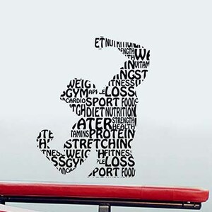 Bodybuilder Wall Decal Fitness Word Cloud Vinyl Sticker Sports Inspirational Words Art Workout Home Interior Decorations Gym Decor 10fis