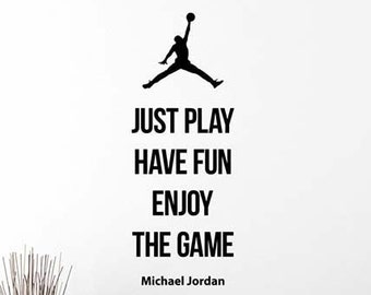 Jumpman Wall Decal Vinyl Sticker Just Play Have Fun Enjoy The Game Quote Basketball Sports Success Wall Art Gym Gift Decor Poster 85qz