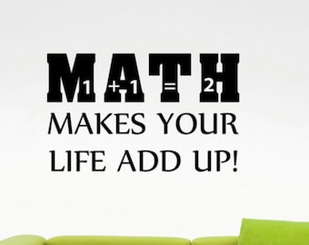 Math Makes Your Life Add Up Inspirational Quote Wall Decal Mathematics Education Science Vinyl Sticker Learn Art School Classroom Decor 57qz