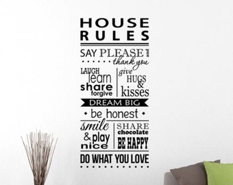 Huisregels muur sticker vinyl sticker familie citaat belettering teken Home Wall Art woonkamer entree decor poster stencil 44qz