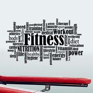 Fitness Word Cloud Wall Decal Crossfit Bodybuilding Workout Motivational Vinyl Sticker Sports Art Home Interior Decorations Gym Decor 9fis