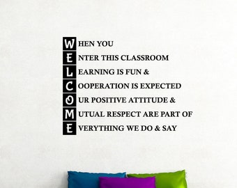 Welcome Classroom Wall Decal Study Learn Education Inspirational Quote Vinyl Sticker Motivational School Interior Decorations Art Decor 10qz