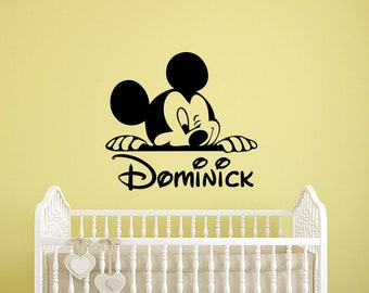 Mickey Custom Name Wall Decal Personalized Walt Vinyl Sticker Wall Art Home Interior Bedroom Poster Kids Room Nursery Decor 1cnz