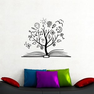 Libro árbol pared calcomanía vinilo pegatina biblioteca estudio educación hogar interior lectura pared arte escuela aula niños habitación decoración cartel 1bkz