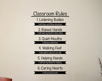Regras de sala de aula decalque de parede educação estudo aprendizagem citação inspiradora adesivo de vinil motivacional escola decorações interiores arte decoração 5qz