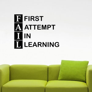 Calcomanía de pared con frase fallida, trabajo, éxito, educación, vinilo inspirador, decoración interior del hogar, estudio, aprendizaje, arte, decoración del aula, 13qz