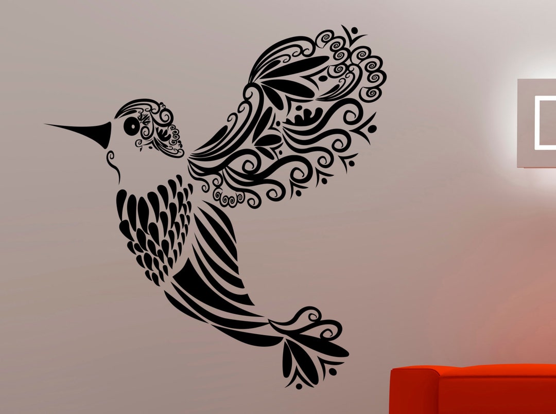Hummingbird Wall Decal Bird Stickers Animal Decals Living Room Etsy