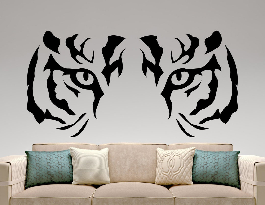 Tiger Wall Sticker Vinyl Decal Predator Wild Cats Decor Tiger Face Wall ...