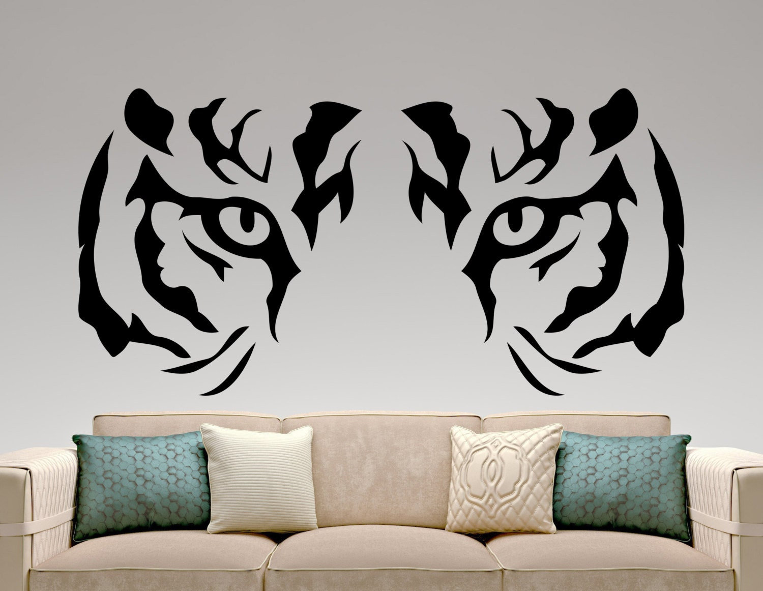 Tiger Wall Sticker Vinyl Decal Predator Wild Cats Decor Tiger Face Wall ...