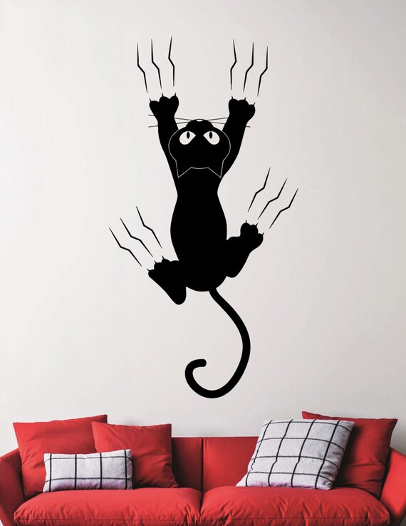 Funny Cat Wall Decal Pet Vinyl Sticker Waterproof Mural Animal Etsy