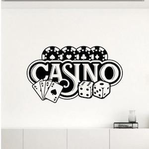 Casinò Adesivo Vinile Adesivo Sala Giochi Decor Las Vegas Dadi Carte da gioco Chip Wall Art Blackjack Poster Regalo Segno autoadesivo 2703