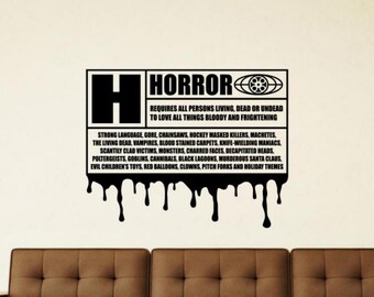 Horror Movie Wall Decal Vinyl Sticker Theater Wall Art Scary Movie Poster Halloween Gift Sign No Background Self Adhesive Decal 2794