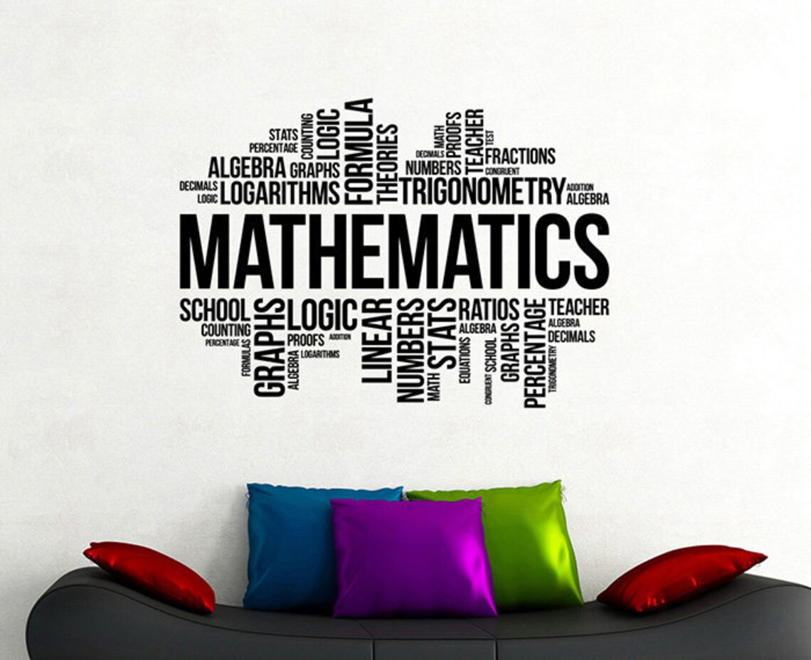 Math Wall Decal Vinyl Sticker Mathematics Word Cloud Science Decor ...