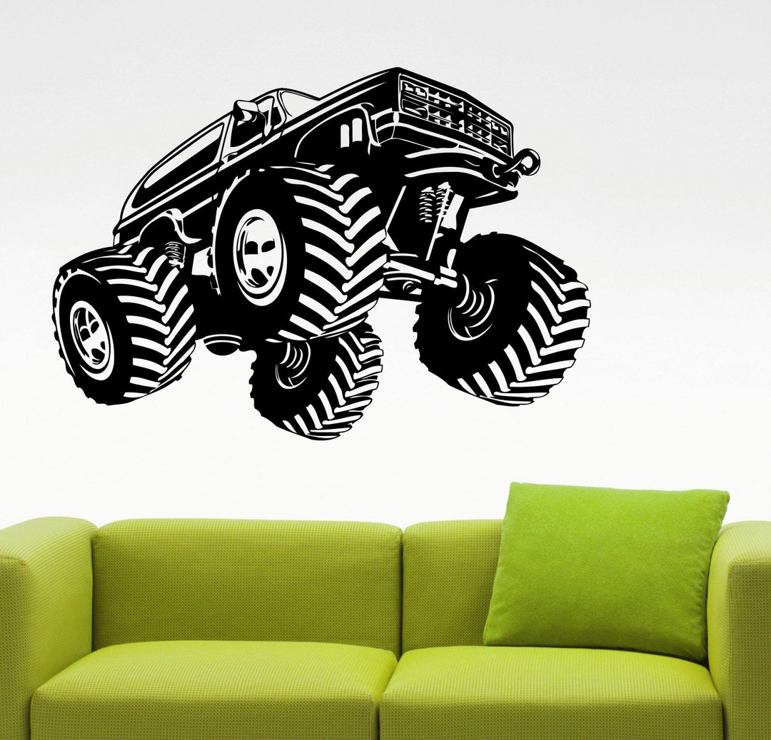 Monster Truck Wall Decal Car Stickers Home Interior Design Etsy