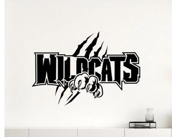 Wildcats Mascot Wall Decal Vinyl Sticker Football Baseball Basketball Soccer Wildcat Decor Wall Art Poster Gift Logo Sign Self Adhesive 2779