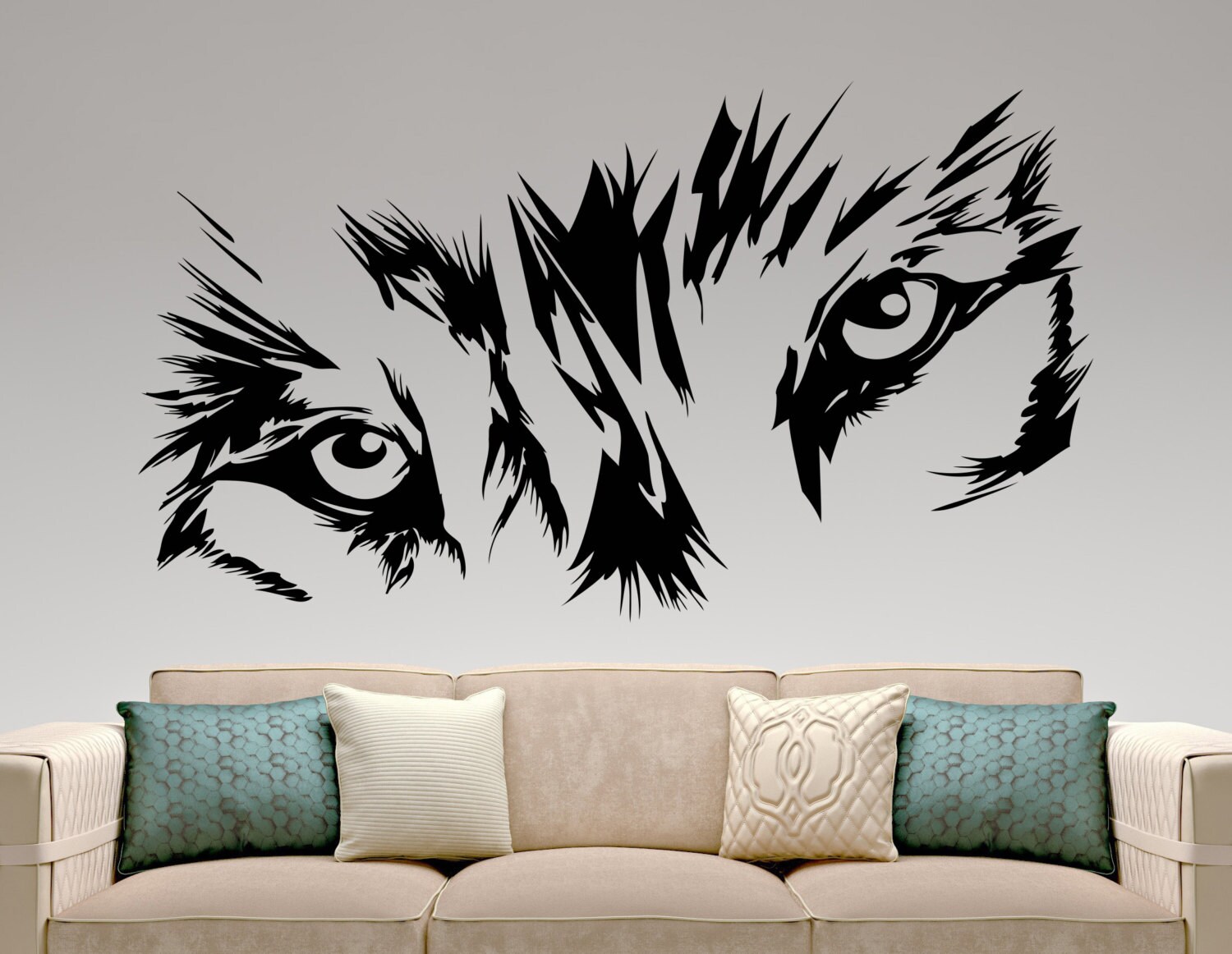 Wolf Face Wall Sticker Animal Vinyl Decals Living Room Decor Etsy