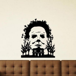 Myers Wall Decal Vinyl Sticker Halloween Myers House Sign Spooky Wall Art Horror Poster Gift No Background Self Adhesive Decal 2717