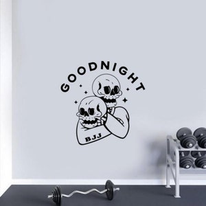 Jiu Jitsu pared calcomanía vinilo pegatina BJJ Buenas noches gimnasio decoración Grappling pared arte entrenamiento divertido cartel regalo plantilla autoadhesiva 2701