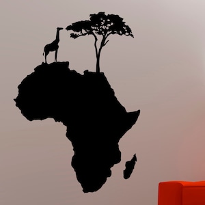 Africa Map Wall Decal Africa Sticker African Animal Tree Map Decorations Home Living Room Bedroom Decor Vinyl Art Removable Sticker 4afz