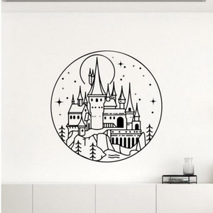 Adesivo de parede de castelo mágico, adesivo de vinil para decoração de escola, arte mágica de parede para quarto infantil, cartaz de presente de berçário, decalque autoadesivo 2780
