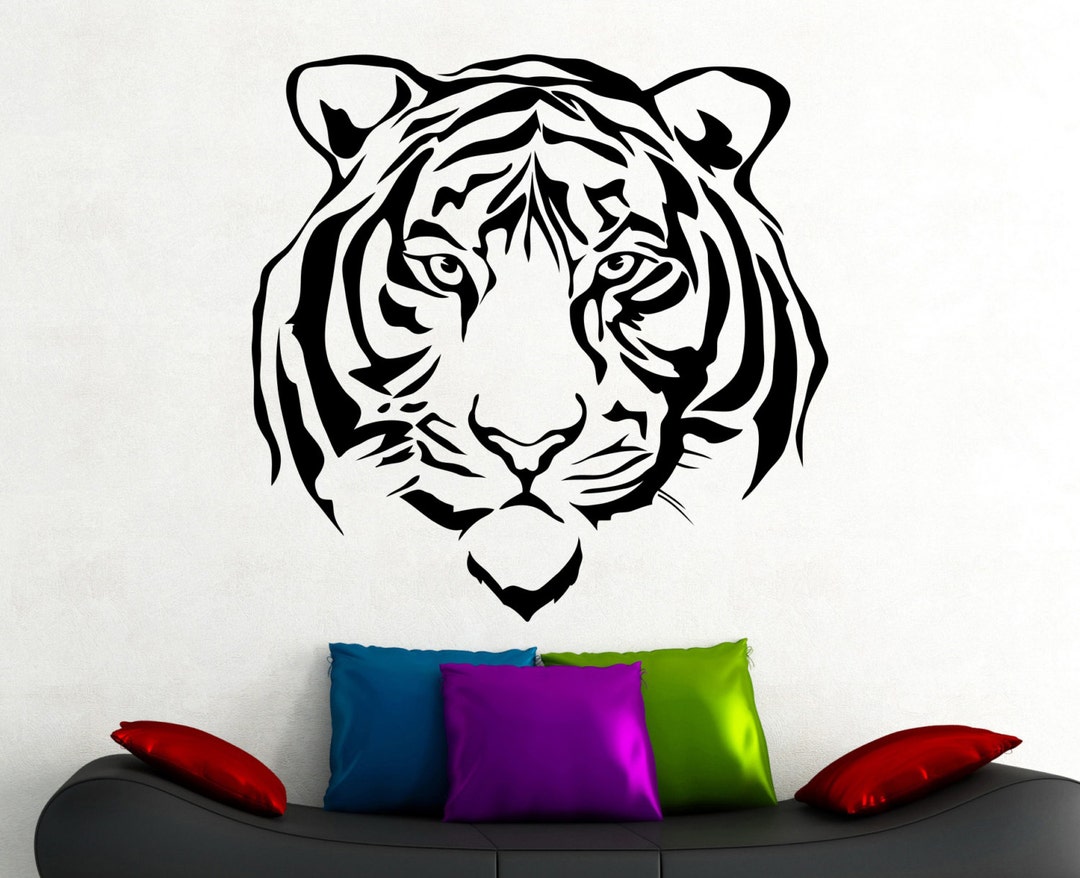 Tiger Wall Decal Animal Sticker Wildcat Safari Decorations Home Living ...
