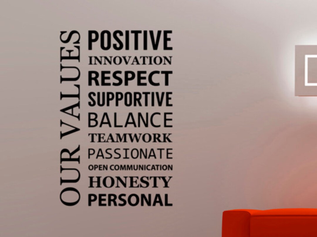 Our Values Quote Wall Decal Inspirational Words Positive Etsy