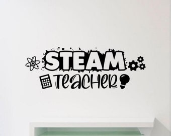 Steam Teacher Wall Decal Vinyl Sticker Science Decor Stem Lab Technology Wall Art Engineering Poster Scientist Gift Classroom Sign 2714