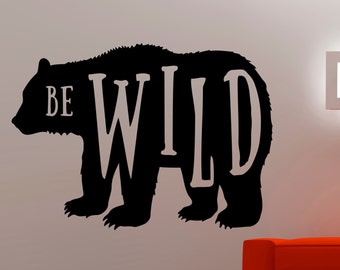 Adesivo da parete con orso Adesivi in vinile con animali Design degli interni per la casa Decorazione del soggiorno Adesivi rimovibili in vinile da parete per la scuola materna 6bezz